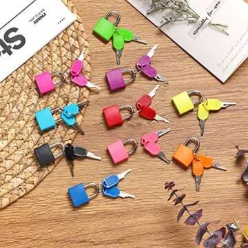 Ripeng 4 Pcs Suitcase Locks with Keys Multicolor Mini Metal Luggage Locks Keyed Padlocks Plastic-Covered Copper Padlocks for Suitcase, Backpack, Boxes Laptop Bag School Locker