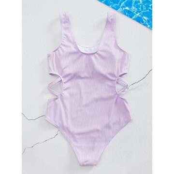 Milumia Girl's Ribbed One Piece Swimsuit for Summer Fun