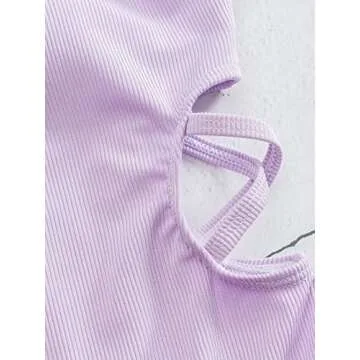 Milumia Girl's Ribbed One Piece Swimsuit for Summer Fun