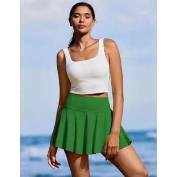 PINSPARK Golf Skorts for Women A Line Cute Tennis Skirts Tummt Control Pleated Sports Skirt, Green Large