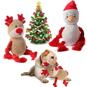 Chngeary 2 Pack Christmas Squeaky Plush Dog Toys for Small Medium Large Dogs, Durable and Indestruct...