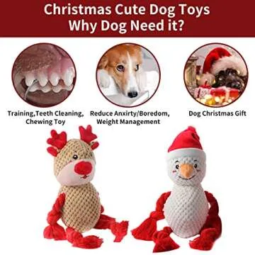 Chngeary 2 Pack Christmas Squeaky Plush Dog Toys for Small Medium Large Dogs, Durable and Indestructible Dog Toys,Stuffed Squeaky Toys for Dogs Puppy Toys Include Cute Snowman and Elk