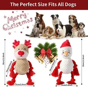 Chngeary 2 Pack Christmas Squeaky Plush Dog Toys for Small Medium Large Dogs, Durable and Indestructible Dog Toys,Stuffed Squeaky Toys for Dogs Puppy Toys Include Cute Snowman and Elk