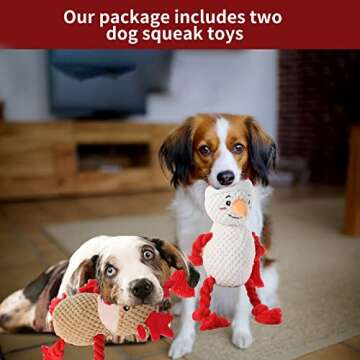 Chngeary 2 Pack Christmas Squeaky Plush Dog Toys for Small Medium Large Dogs, Durable and Indestructible Dog Toys,Stuffed Squeaky Toys for Dogs Puppy Toys Include Cute Snowman and Elk