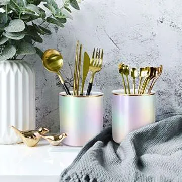 WAVEYU Cute Ceramic Pen Holder for Desk Organization