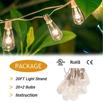 Outdoor String Lights 20FT with Edison Bulbs for Parties
