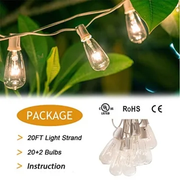 Outdoor String Lights 20FT with Edison Bulbs for Parties