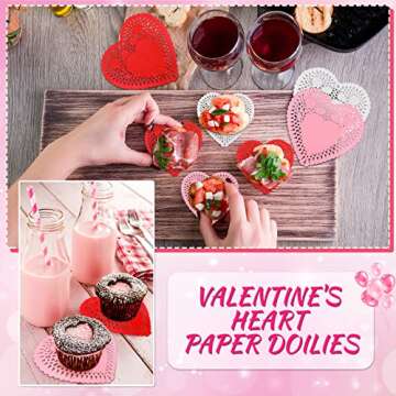 Valentine Heart Doilies Set Heart Shaped Paper Doilies Crafts red Pink White Lace Cutouts Paper for ...