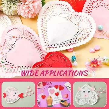 Valentine Heart Doilies Set Heart Shaped Paper Doilies Crafts red Pink White Lace Cutouts Paper for Valentine‘s Day Wedding Party Decoration(300 Pieces)