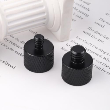 2pcs Mic Stand Adapter, Black Aluminium Alloy Camera Stand Adapter 5/8 to 1/4 Adapter and 5/8 to 3/8 Adapter Mic Screw Adapter Mic Thread Adapter for Tripods Microphones Cameras Stands