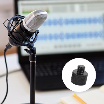 2pcs Mic Stand Adapter, Black Aluminium Alloy Camera Stand Adapter 5/8 to 1/4 Adapter and 5/8 to 3/8 Adapter Mic Screw Adapter Mic Thread Adapter for Tripods Microphones Cameras Stands