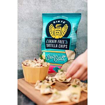 Siete Tortilla Chips | Grain free | Gluten Free Chips | Paleo & Vegan Snacks | Non GMO | Sea Salt, 5 Ounce (Pack of 6)