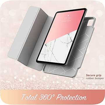 i-Blason Cosmo Case for New iPad Pro 12.9 Inch (2022 2021 2020 Release), Full-Body Trifold Stand Protective Case Smart Cover with Auto Sleep/Wake & Pencil Holder (Marble)