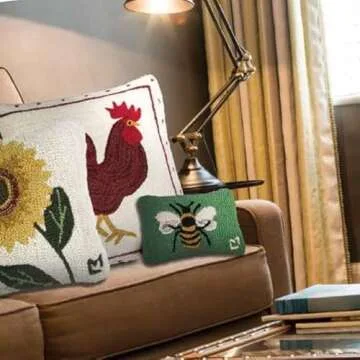 Chandler 4 Corners Artist-Designed Honey Bee Hand-Hooked Wool Decorative Throw Pillow (8 in x 12 in) Farm & Garden Pillow for Couches & Beds - Low Maintenance Nature Garden Bumble Bee Home Décor