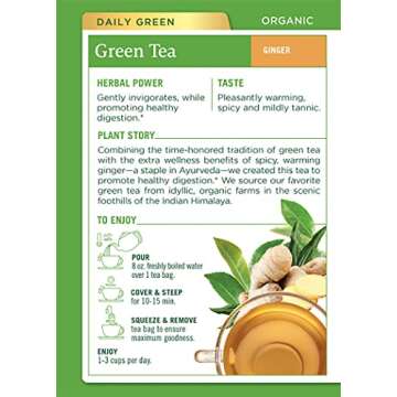 Traditional Medicinals Organic Green Tea Ginger Herbal Tea, Promotes Healthy Digestion, (Pack of 1) ...