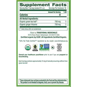 Organic Green Tea Ginger Herbal Tea for Healthy Digestion