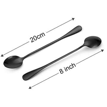 Marco Almond® KYA59 Iced Tea Spoon, Ice Cream Spoon, Titanium Coated Stainless Steel Long Handle Sp...