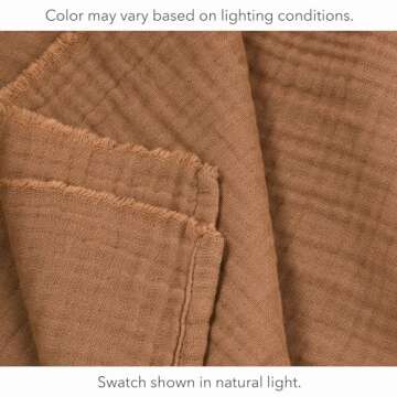 Nate Home by Nate Berkus Lightweight Cotton Washed Gauze Textured Weave Throw Blanket | Breathable, All-Season Decoration for Bedding from mDesign - Bronze (Brown)