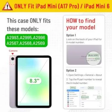 Fintie SlimShell Case for iPad Mini 7 (A17 Pro, 7th Generation) 2024 / iPad Mini 6 (6th Gen) 8.3 Inc...