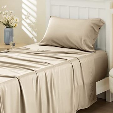 Bedsure Twin Sheets Set, Cooling Sheets Twin Size Bed Set, Rayon Derived from Bamboo, Soft & Breatha...
