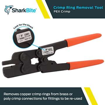 SharkBite PEX Crimp Ring Removal Tool, 1/2, 3/4 and 1 Inch Copper Crimp Rings, Orange Handles, Plumb...