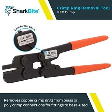 SharkBite PEX Crimp Ring Removal Tool, 1/2, 3/4 and 1 Inch Copper Crimp Rings, Orange Handles, Plumb...