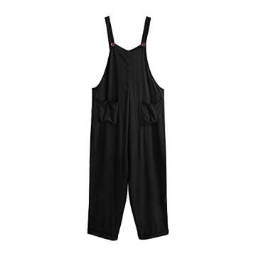 Verdusa Women's Adjustable Straps Jumpsuit Overalls with Pockets Black M