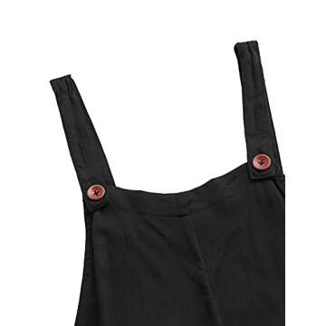Verdusa Women's Adjustable Straps Jumpsuit Overalls with Pockets Black M