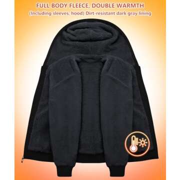 GEEK LIGHTING Hoodies for Men Heavyweight Fleece Sweatshirt - Full Zip Up Thick Sherpa Lined, Pure b...