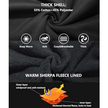 GEEK LIGHTING Hoodies for Men Heavyweight Fleece Sweatshirt - Full Zip Up Thick Sherpa Lined, Pure black L