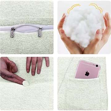 WOWMAX Wedge Pillow Headboard Dorm Headboard Twin XL Headboard Pillow Twin Bed Wedge Pillow for Headboard Bolster Pillow for Bed with Removable Cover, Grey-Beige