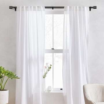 IFELS Heavy Duty Curtain Rods for Windows 66 to 120 Inch, 1 Inch Black Curtain Rods for Outdoor, Far...