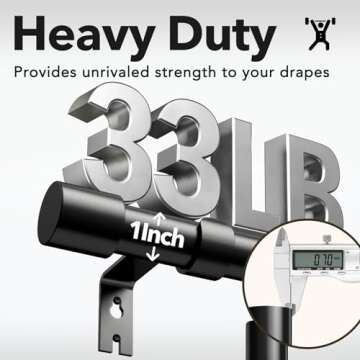 IFELS Heavy Duty Curtain Rods for Windows 66 to 120 Inch, 1 Inch Black Curtain Rods for Outdoor, Farmhouse, Bedroom, Kitchen, Living Room, Adjustable Easy Install Curtain Rods (A2,Black,30"-120")