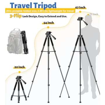 JOILCAN Heavy Duty Camera Tripod 67" for Photography