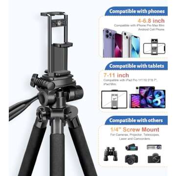 JOILCAN Heavy Duty Camera Tripod 67" for Photography