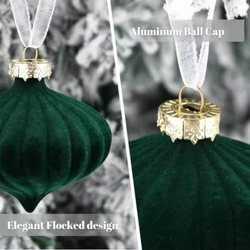 Elegant Green Velvet Christmas Ornaments - 28pcs