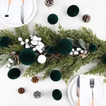 Elegant Green Velvet Christmas Ornaments - 28pcs