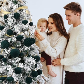 Elegant Green Velvet Christmas Ornaments - 28pcs