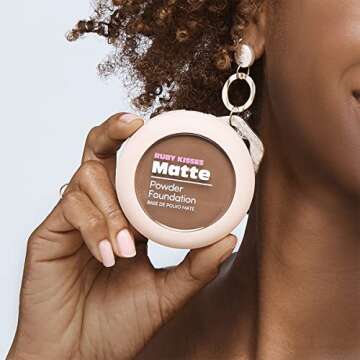 Ruby Kisses Matte Powder Foundation, Ebony, 8 Shades, Sponge & Mirror Included, Full Coverage, Versatile Pressed Powder Finisher