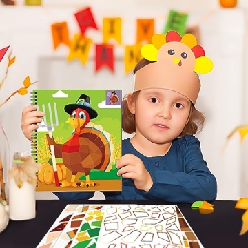 Thanksgiving Craft Sticker Paint Books for Kids Ages 4-8
