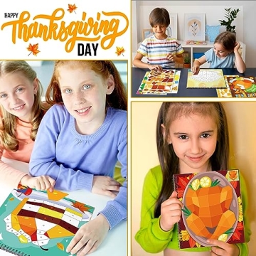 Thanksgiving Craft Sticker Paint Books for Kids Ages 4-8