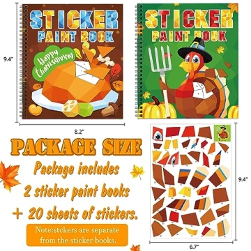 Thanksgiving Craft Sticker Paint Books for Kids Ages 4-8