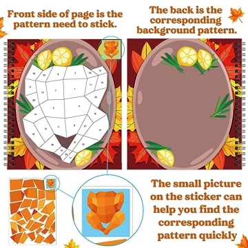 Thanksgiving Craft Sticker Paint Books for Kids Ages 4-8