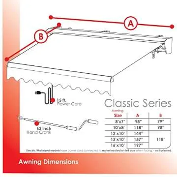 ADVANING Classic Series 10'X8' Electric Retractable Awning, 100% Acrylic UV+ Sun Shade Canopy, Green w/Beige Stripes, EA1008-A230H