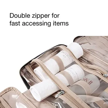 BAGSMART Travel Toiletry Bag with Hanging Hook for Makeup