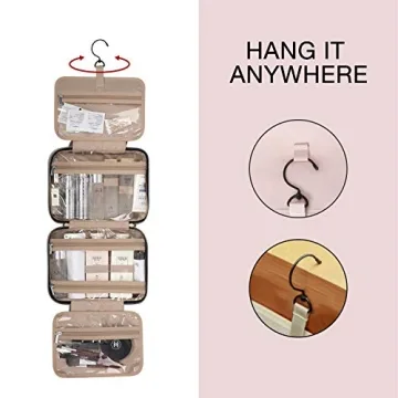 BAGSMART Travel Toiletry Bag with Hanging Hook for Makeup