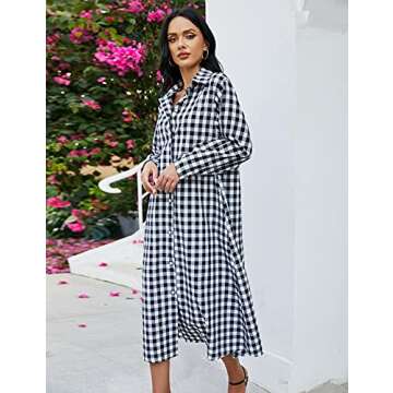 Sopliagon Women Cotton and Linen Shirt Dress Casual Loose Maxi Dresses