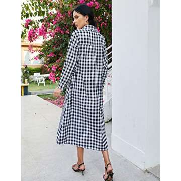 Sopliagon Women Cotton and Linen Shirt Dress Casual Loose Maxi Dresses