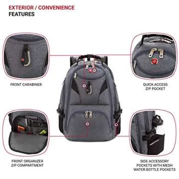 SwissGear 5977 ScanSmart Laptop Backpack, Grey, 17-Inch