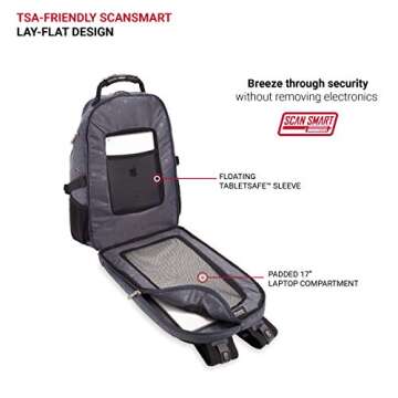 SwissGear 5977 ScanSmart Laptop Backpack, Grey, 17-Inch